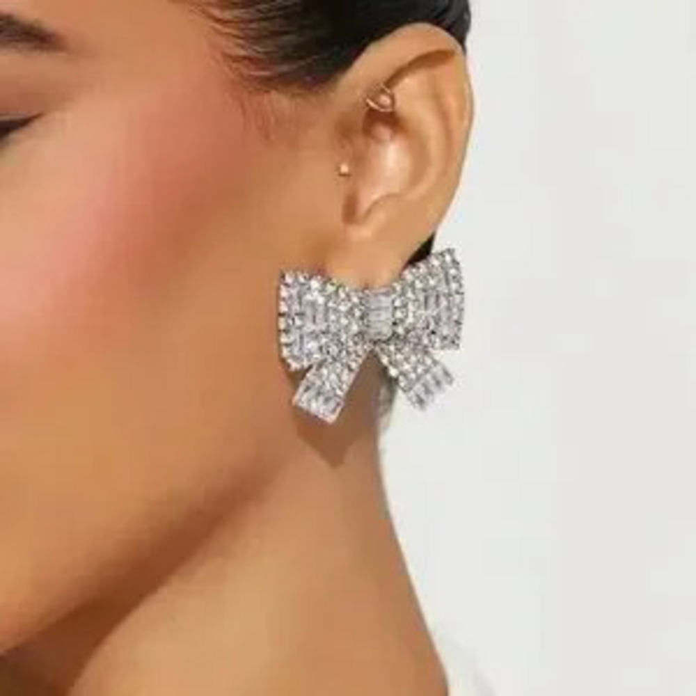 Gorgeous Large Bow Rhinestone Earrings